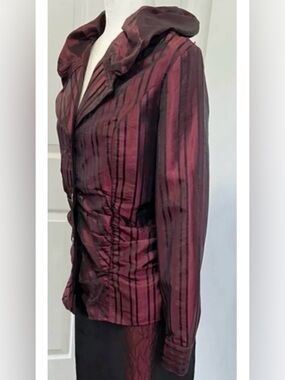 Burgundy Retro (turn of 19-20 century) taffeta structured jacket-blouse hybrid